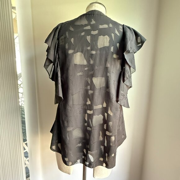 IRO Black Lace-Up Ruffle Blouse - Picture 7 of 11